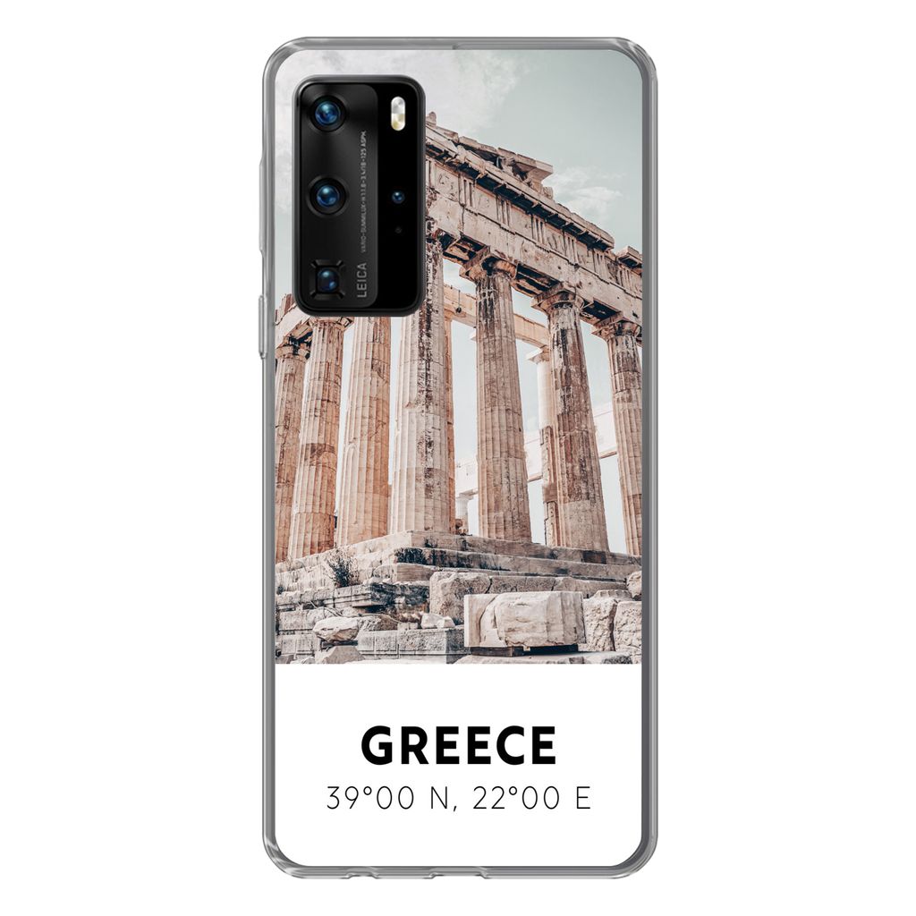 MuchoWow Handyhülle Schutzhülle Hülle für Huawei P40 Pro Griechenland - Tempel - Athen Silikon Softcase Handy Hülle - Schutz
