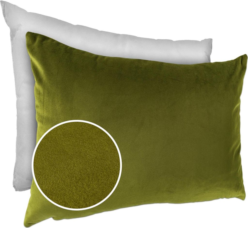 Dekokissen 30x50cm Kissenhülle mit Füllung Kissenbezug mit Reißverschluss Einfarbig Samt Uni Pistaziengrün
