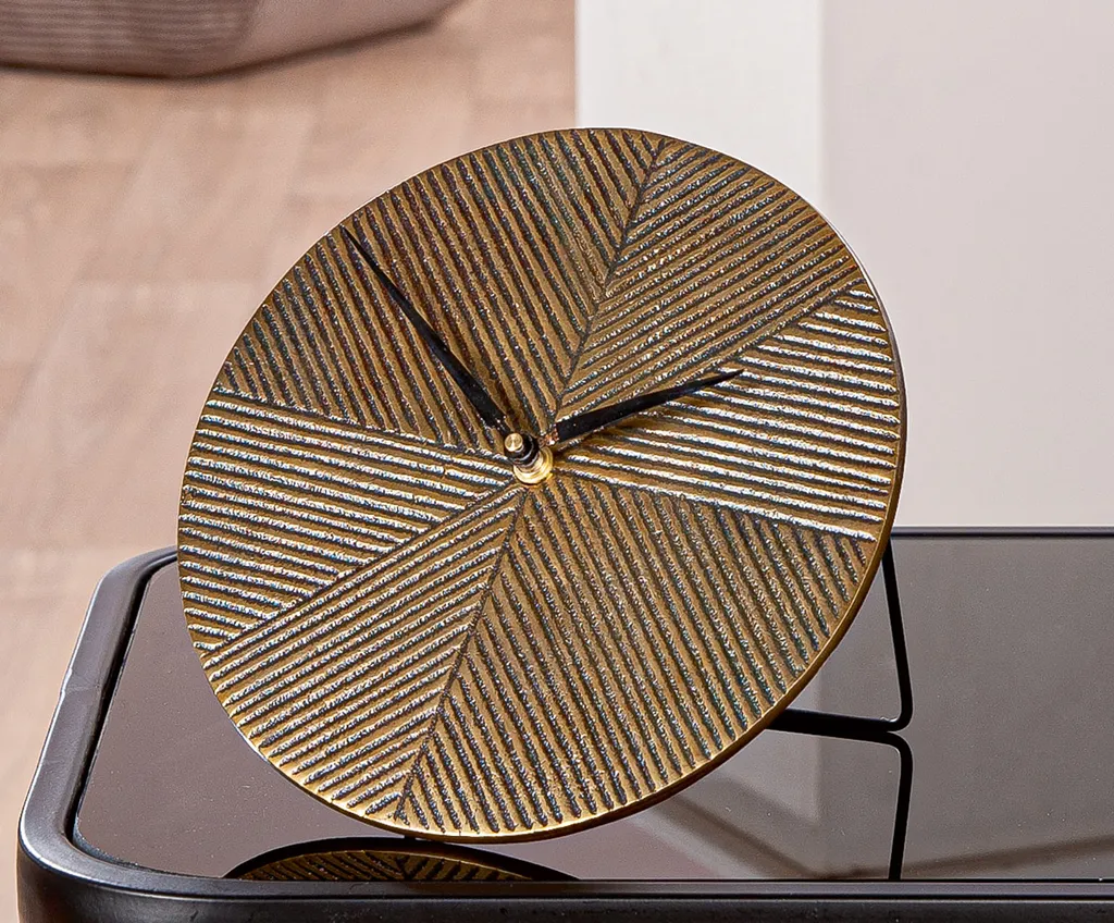 Horloge à poser ronde Rapa en aluminium bronze Gilde 53371 D20.5 cm