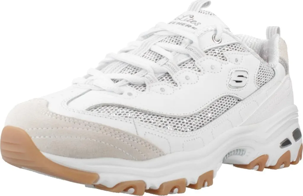 Skechers D'Lites Stellar Shimmer Blanches avec Mémoire de Forme Femme