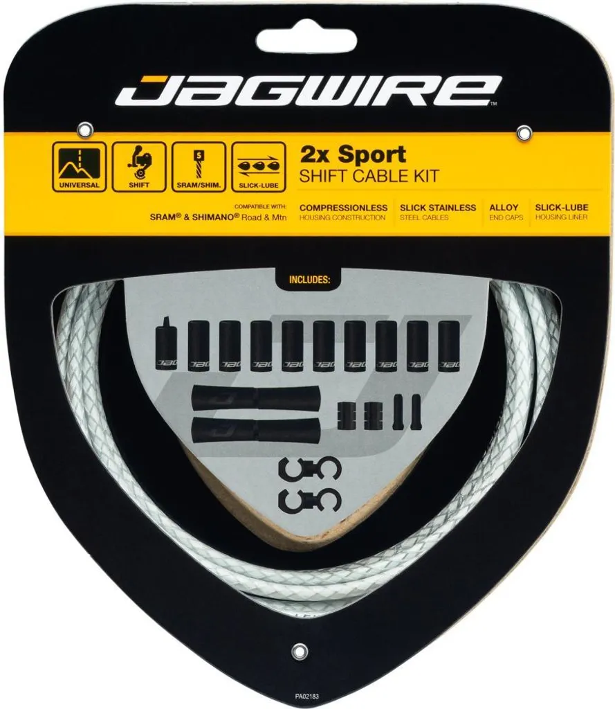 Câbles Jagwire 2X Sport Shift Blanc Tressé en Inox pour Transmission 4mm