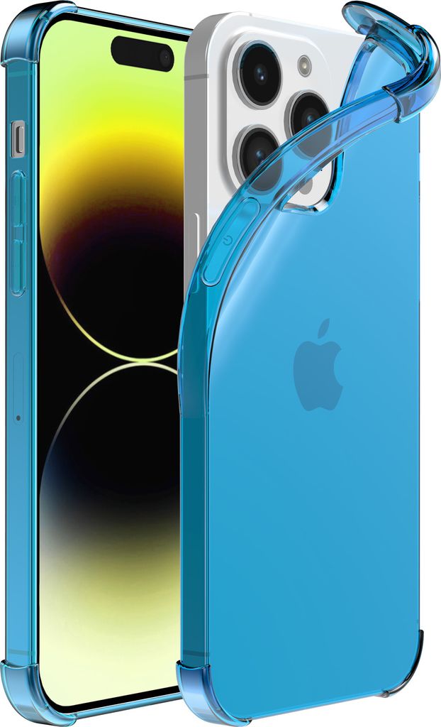 Smartphonica iPhone 14 Pro transparente stoßfeste Silikonhülle mit Bumper - Blau
