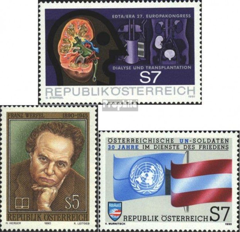 Briefmarken Österreich 1990 Mi 2002,2003,2004 Produktbild 