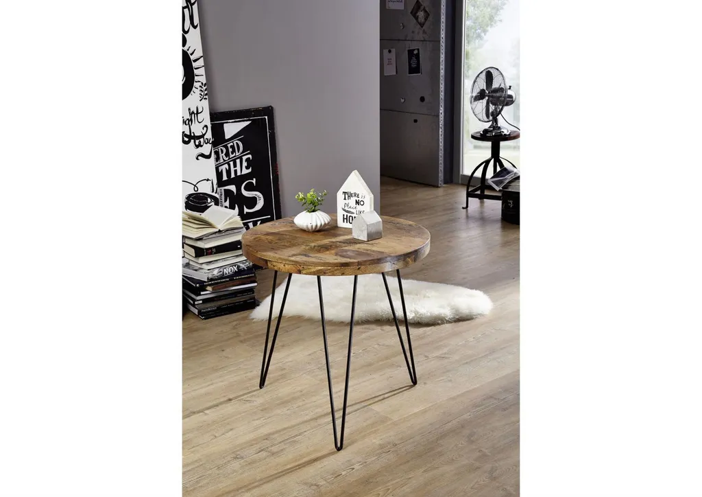 MASSIVMOEBEL24 Table basse 60x60 Bois de récupération RAILWAY #109 - 6