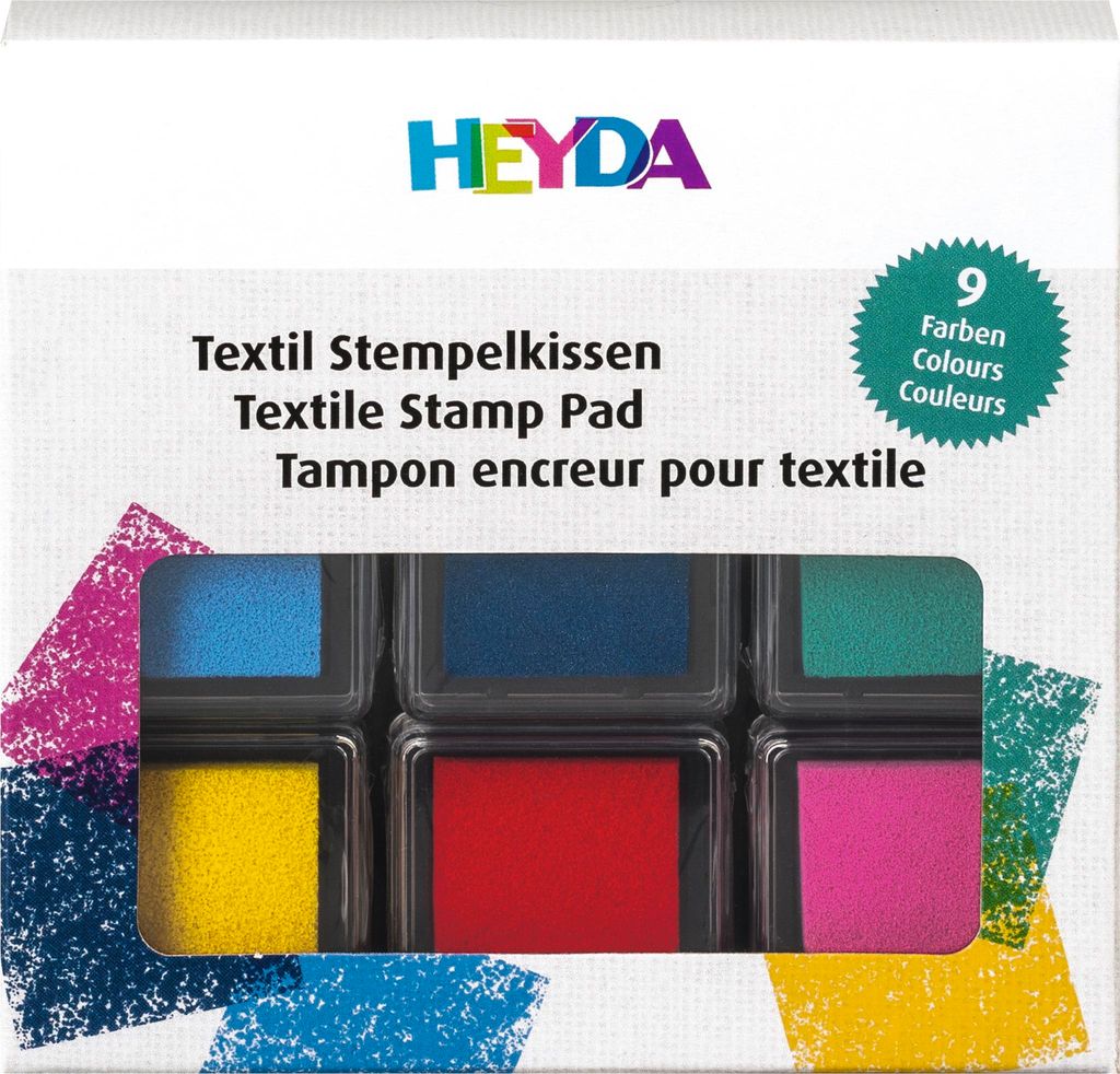 HEYDA Stempelkissen-Set "Textil" farbig sortiert 9 Stück