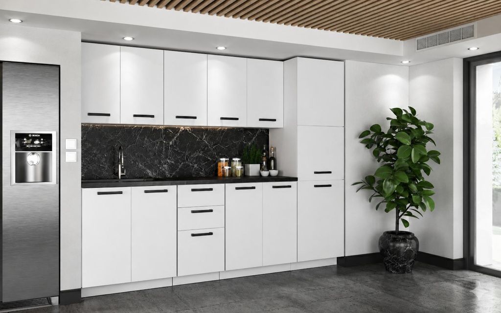 ULWEHOME | Küchenzeile 260 cm Mattweiß, Küchenmöbel-Set Produktbild  KI-generiertes Bild