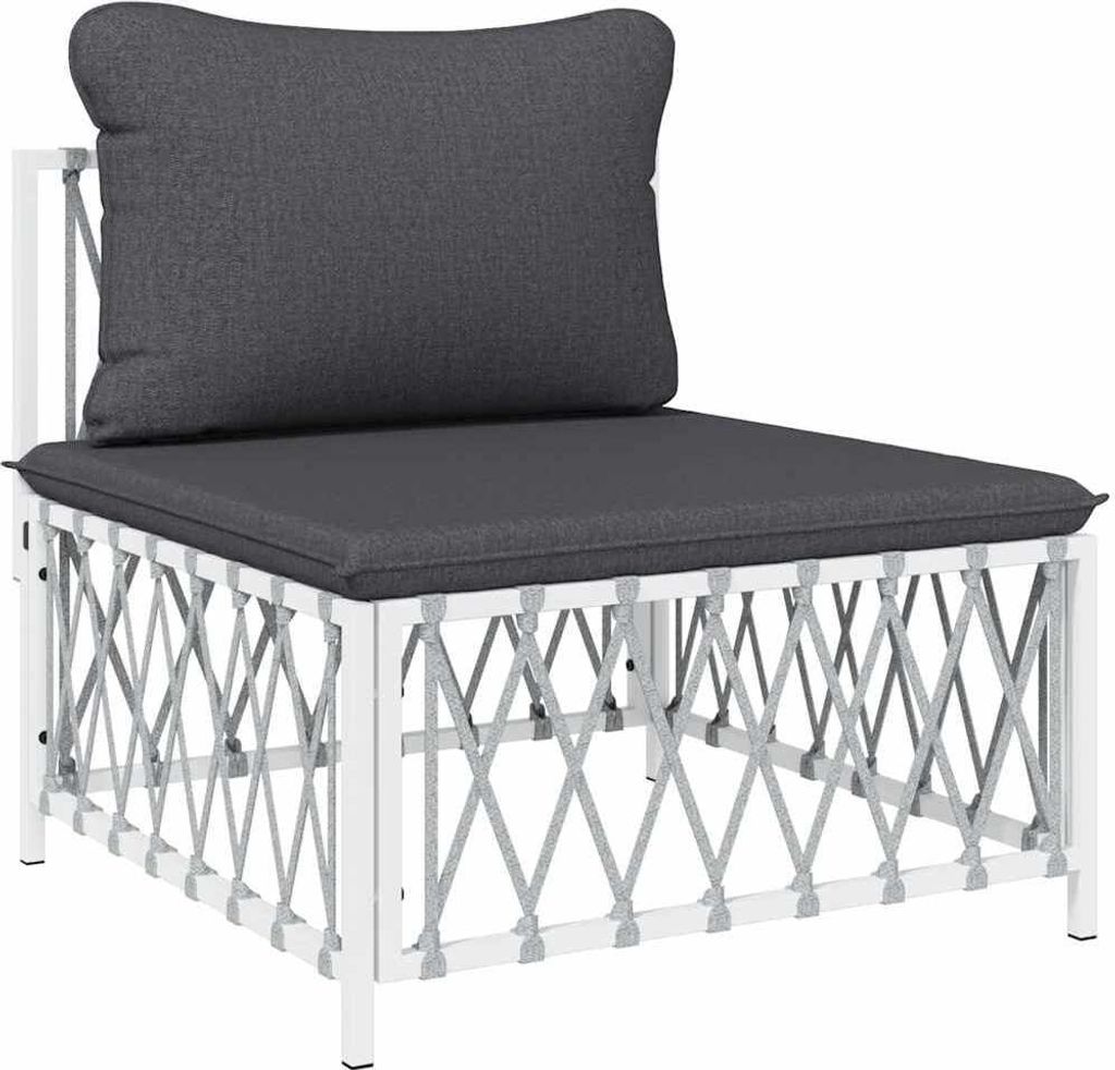 vidaXL Garten-Mittelsofa mit Kissen Weiß Gewebe Produktbild 