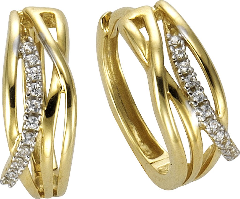 F Creole 333/- Gold 1,5cm mehrfarbig Zirkonia weiß 371310420