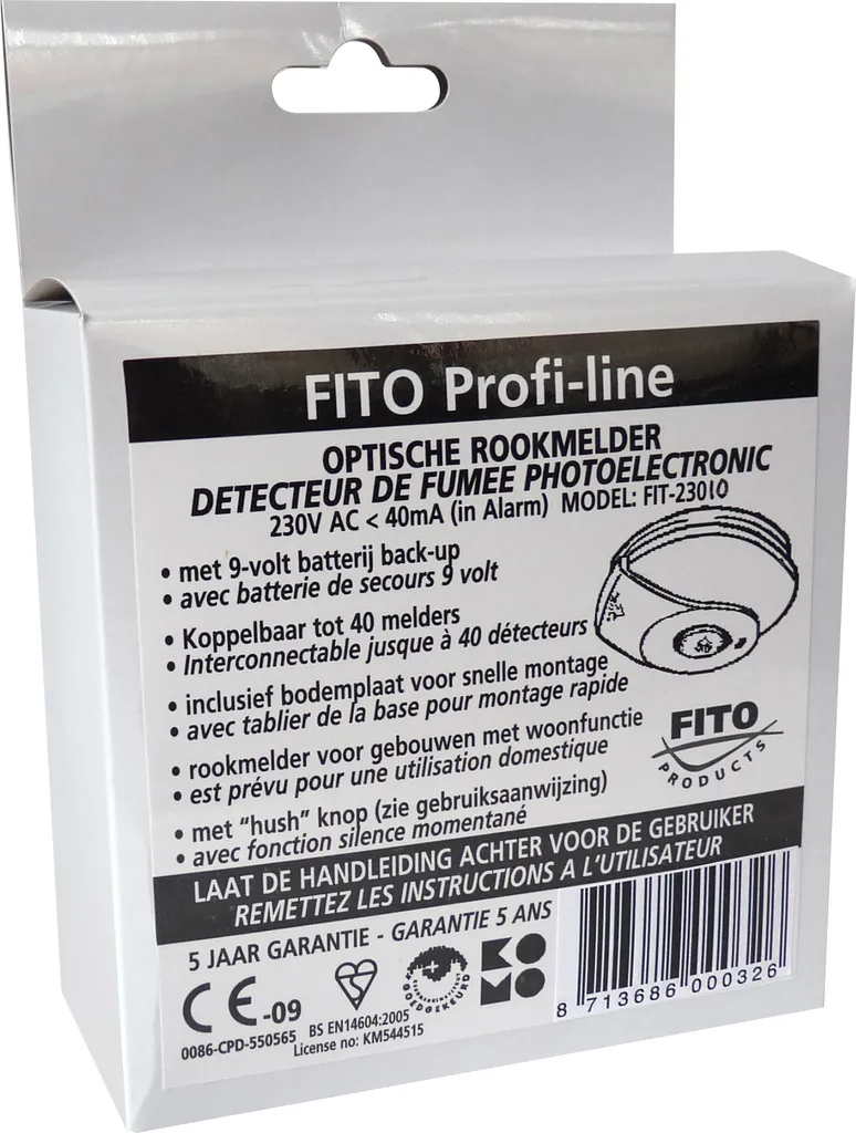 Détecteur de fumée Fito 230V pour une sécurité incendie optimale chez soi