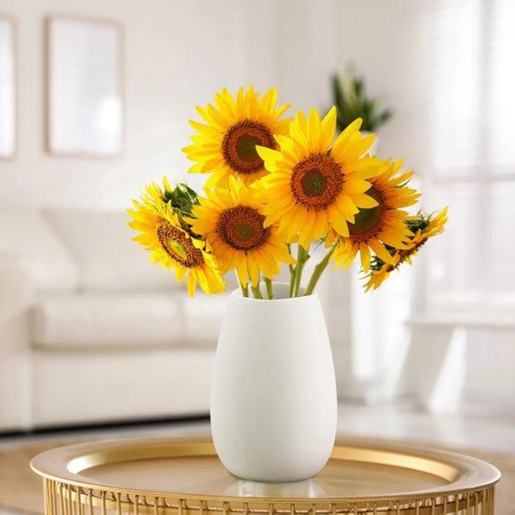 Vase en céramique blanc mat 17 cm - Objet déco moderne pour étagère