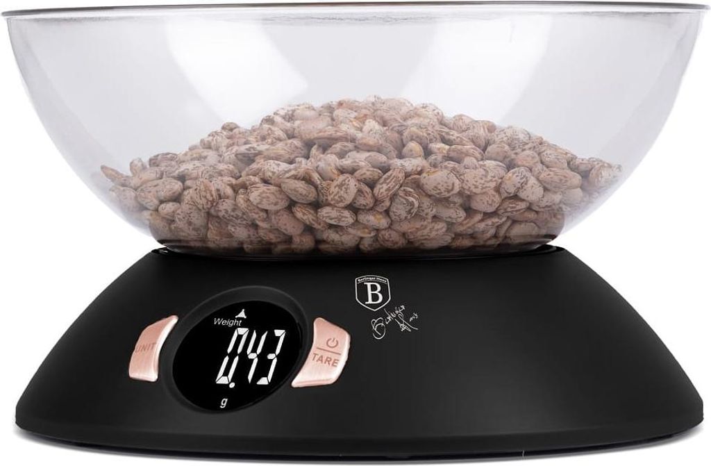 BERLINGERHAUS Küchenwaage mit Schüssel Black Rose Collection BH-9620