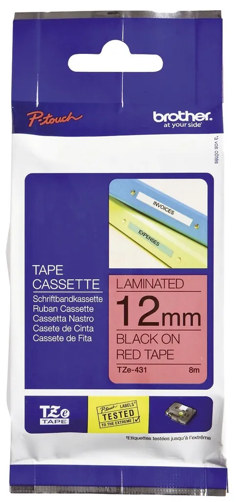 Nastro Brother TZE431 12mm Nero/Rosso per Etichettatura Standard