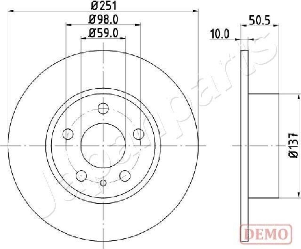 JAPANPARTS DP-0202C - OE 60569164 Bremsscheibe für 147 (937), 156 (932), 164, Bravo, Stilo, Linea, Multipla