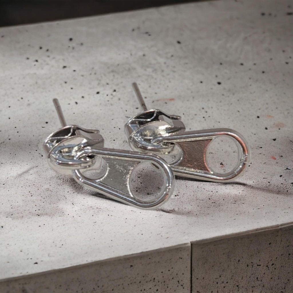 Lustige Reißverschluss Ohrringe Paar verschiedene Farben Ohrstecker Silber