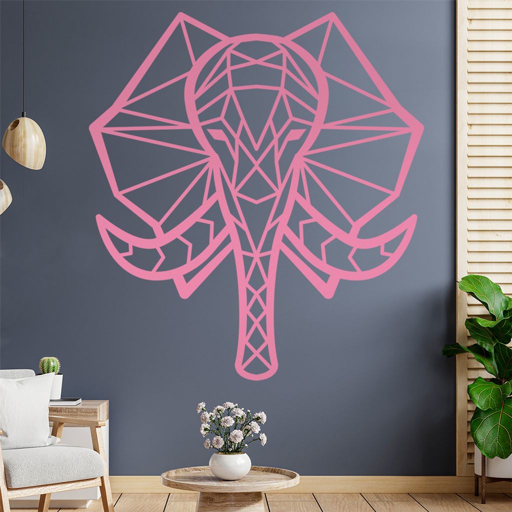 Elefant Rüssel Polygon Wandtattoo Wandaufkleber Wall Sticker - Dekoration, Küche, Wohnzimmer, Schlafzimmer, Badezimmer