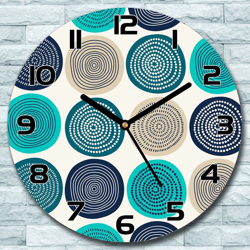 Wanduhr aus Glas Rund fi 30 Abstraktion Blau Quarz Deko Schlafzimmer Büro