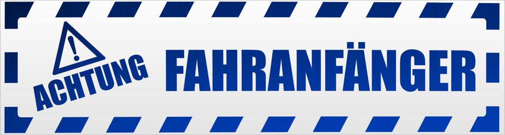 Kiwistar Achtung Fahranfänger gestreift Magnetschild Schild magnetisch - 45cm Blau - reflektierend - Magnetfolie für Auto PKW Kfz