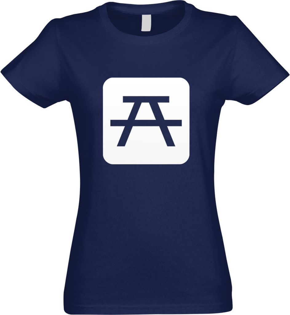 Kiwistar - T-Shirt tailliert - Damen - Navy - Picknickplatz Pause Piktogramme - mit Motiv Bedruckt - Funshirt Design - Sport - Freizeit - Damen - S