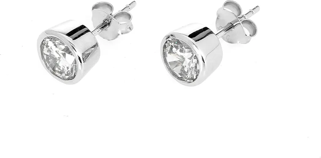 Orecchini Punto Luce Argento 925 Rodiato Zircone 7mm - Eleganza Donna
