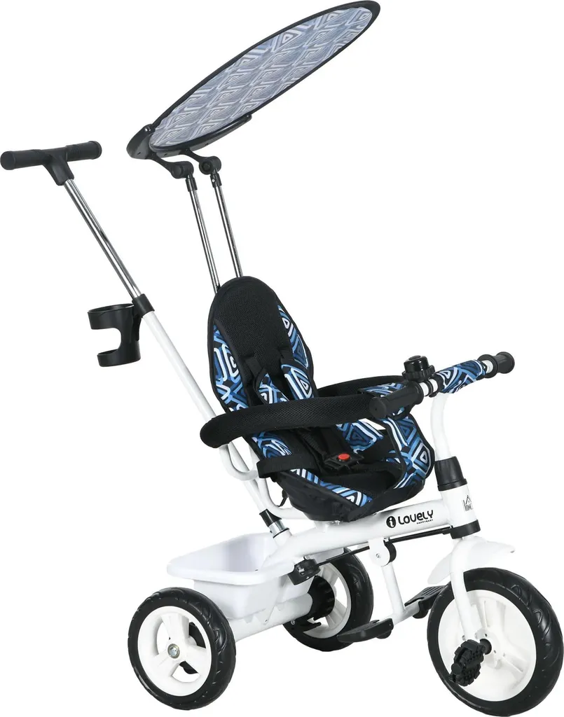 Tricycle enfant pliable avec toit solaire et structure métal robuste