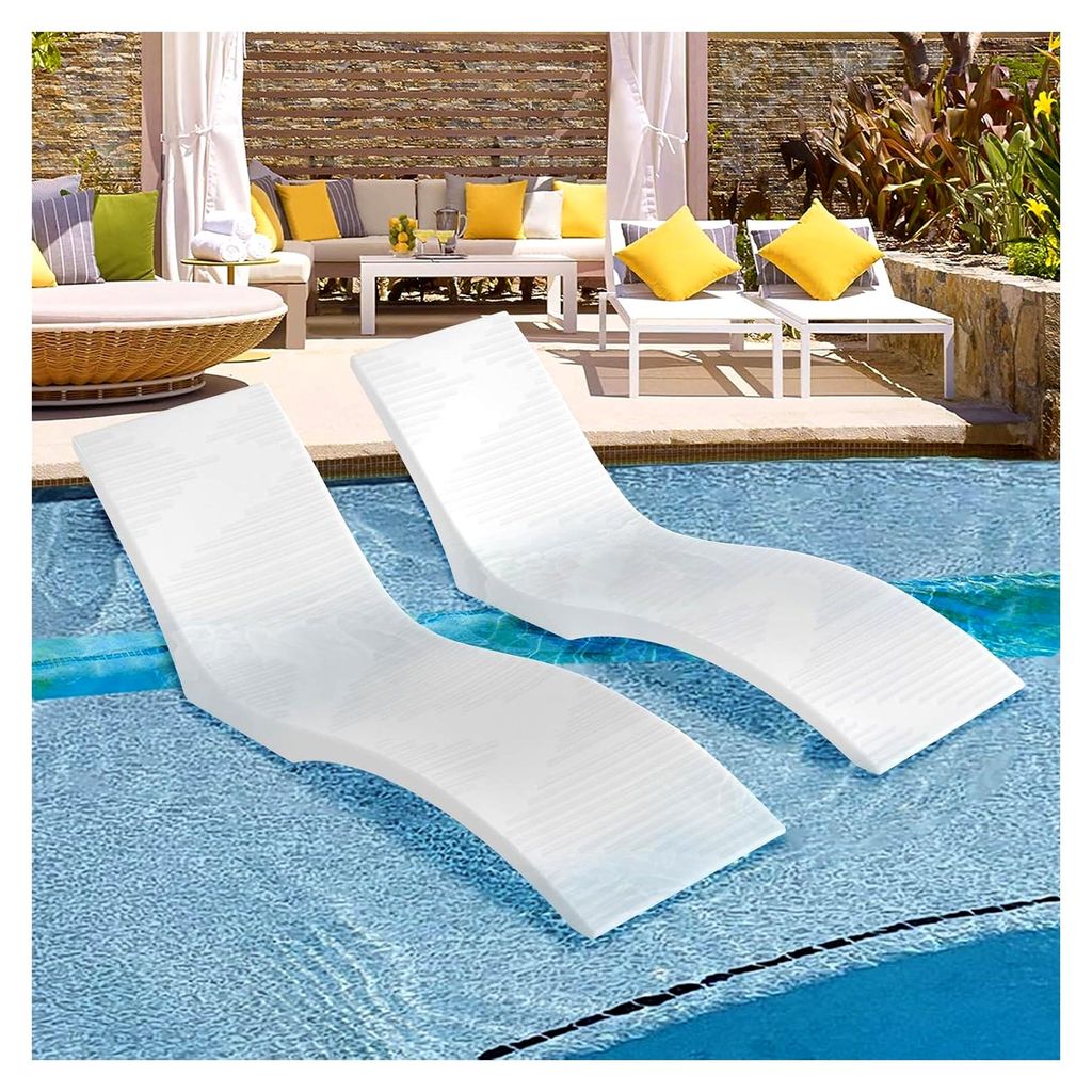 2 Stück Liegestühle Chaiselongue für den Innenbereich von Pools, geeignet für Wassertiefen bis zu 12,7 cm, im Pool fixiert und schwimmend, pass...