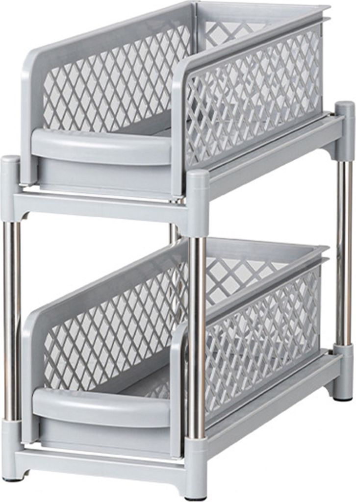 Ausziehbares Untertisch-Organizer-Lagerregal, doppellagiges Design, große Kapazität, starke Tragfähigkeit, einfache Montage, Schrank-Organizer-L...