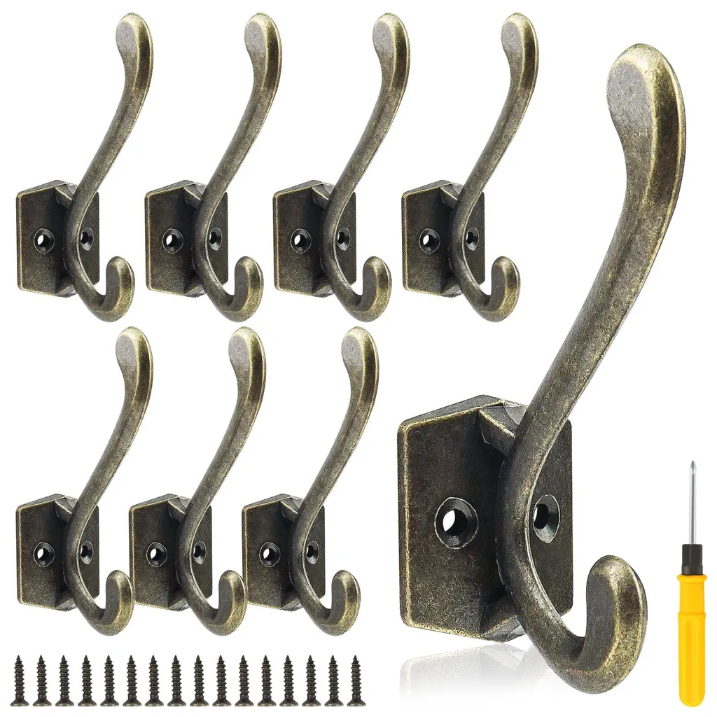 Crochets muraux vintage en bronze pour cuisine et salle de bain (10 pcs)