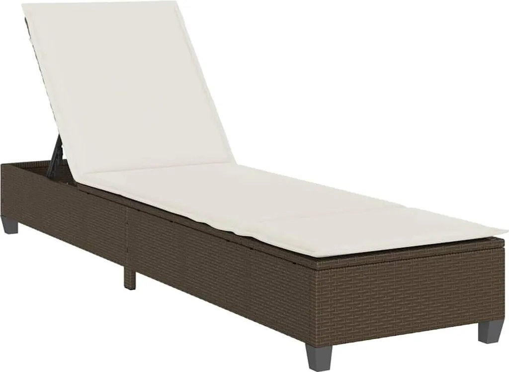 vidaXL Lettino Prendisole Poly Rattan Marrone | 200x55cm con Cuscino