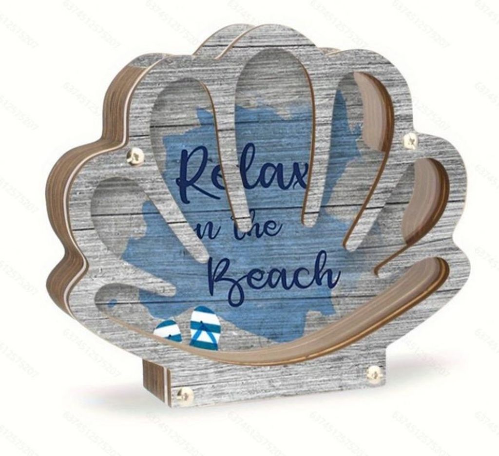 INF Holz Muschel Aufbewahrungsbox - Maritime Deko & Andenken Organizer Blau