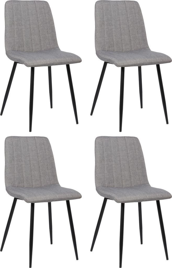 4er Set Stühle HLO-CP47 Stoff grau