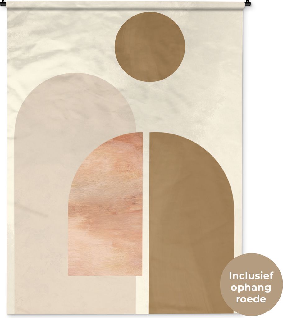 MuchoWow® Wandteppich Wandbehang Rund - Abstrakt - Braun Produktbild 
