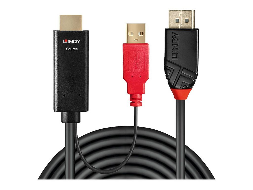 Lindy 41426, 2 m, HDMI + USB, DisplayPort, Männlich, Männlich, Gerade