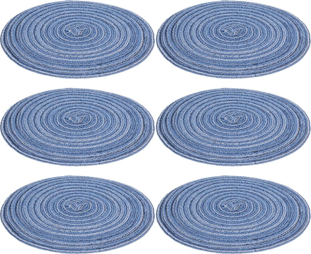 6pcs runde Placemats Geflecht Wärmeisolierung Nonslip stabil hochlebig weite Anwendungsmatten für Home PartyBlue