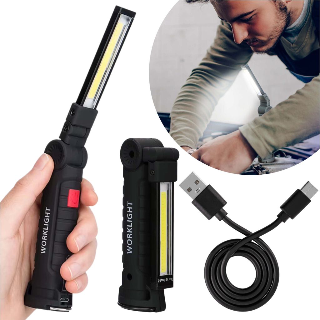 Wiederaufladbare Große 4-in-1 Werkstatt-Taschenlampe mit Magnet Camping LED-Licht Werkstattlampe BLIXTAR