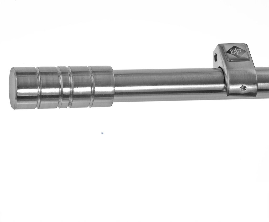 Gardinenstange mit Deckenhalterung I Metall Edelstahl Look 1-läufig Ø20mm D50 R
