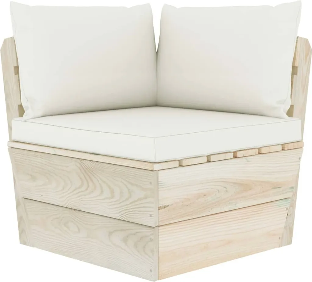 Canapé d'Angle Extérieur Bois d'Épicéa Imprégné et Coussin Rembourré
