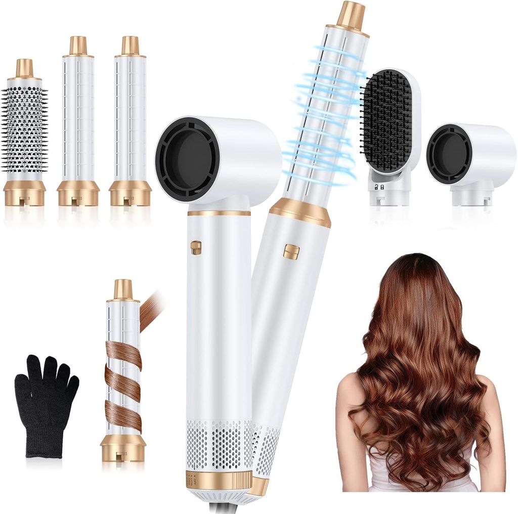 5 in 1 Air Styler Hairstyler Warmluftbürste Föhnbürste Rundbürstenföhn 30mm Airflow Lockenstab Glättbürste Ionen Haartrockner Geschenkset