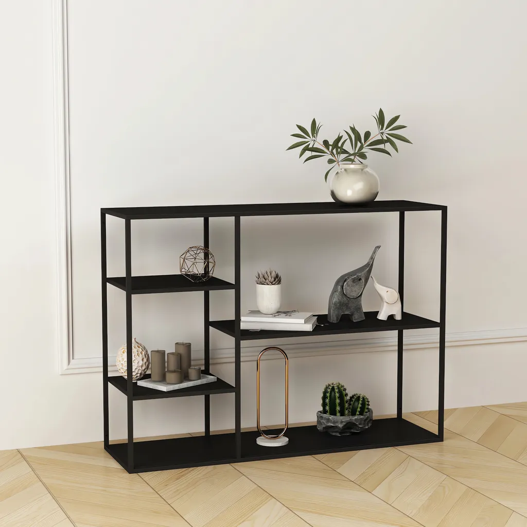 Meuble de rangement ouvert Isojoki noir mat 120cm style industriel