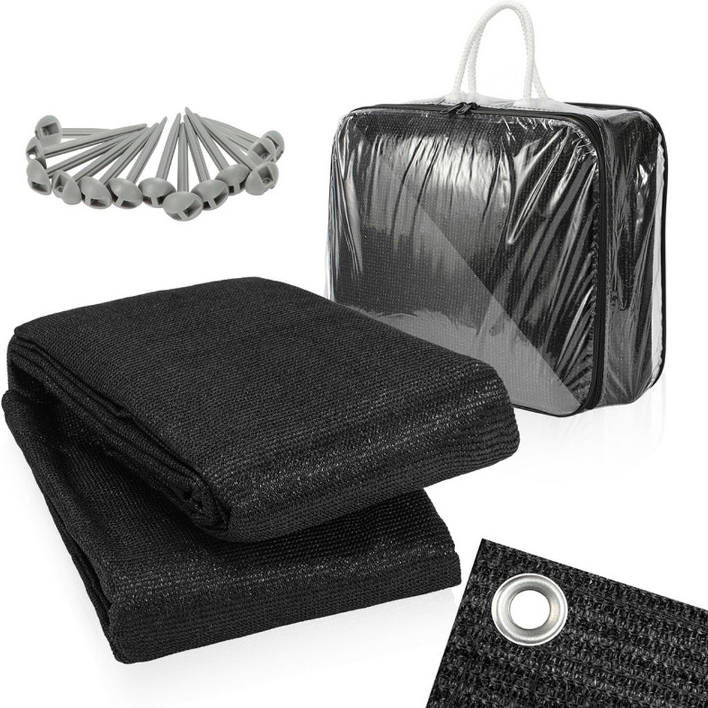 Clanmacy Zeltteppich 200X200cm Vorzeltteppich Campingteppich Outdoor Teppich Vorzeltboden Zeltunterlage Zeltboden für Zelt Wohnmobil Schwarz