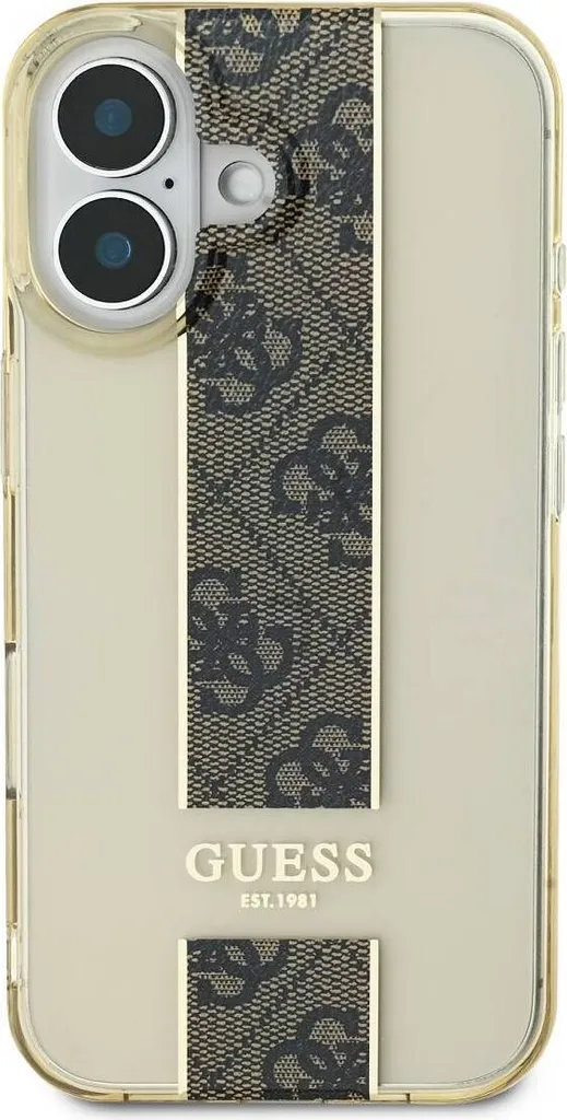 Regalo Ideale iPhone 16: Custodia Guess Marrone con Motivo 4G