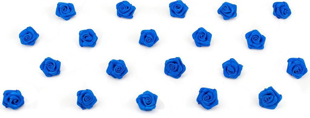Satinrosen 15mm zum Basteln & Aufnähen 20 Stück Blau