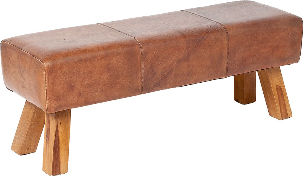 Leder Bank MAXI-L Cognac ca. L120cm Teak