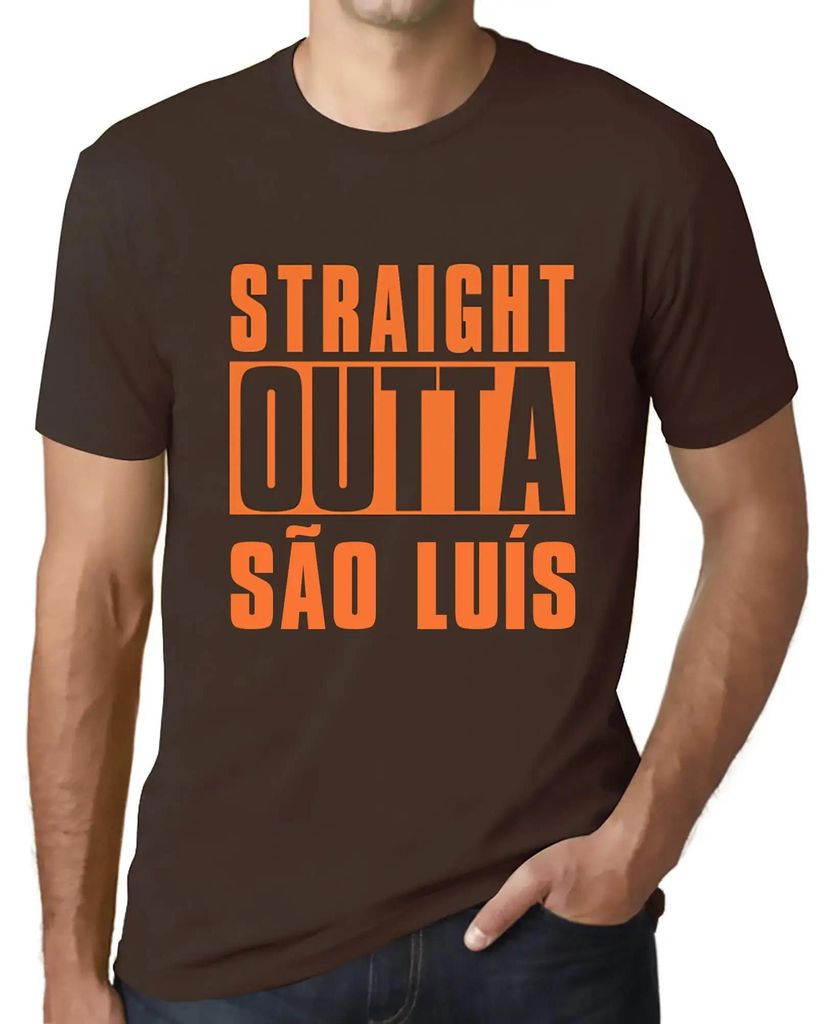 Herren Grafik T-Shirt Straight Outta São Luís Öko-Verantwortlich Vintage Jahrgang Kurzarm Lustige Druck Geburtstag Geschenk Mann