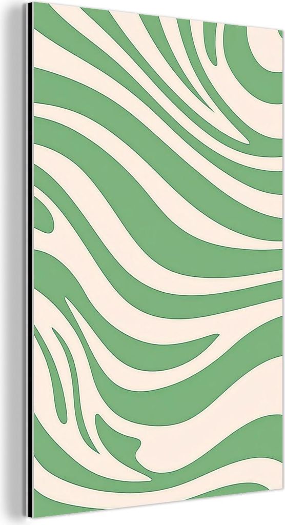 MuchoWow Wanddekoration Metall Metallbild Wandkunst 100x150 cm Zebramuster - Grün - Retro MuchoWow Aluminium Gemälde - Bild
