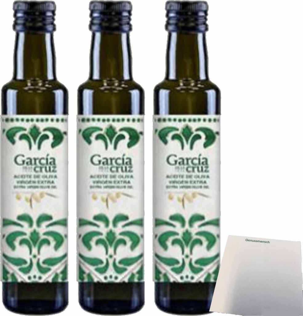 Garcia de la Cruz Extra Virgin Olive Oil Natives Olivenöl 3er Pack (3x250ml Flasche) + usy Block