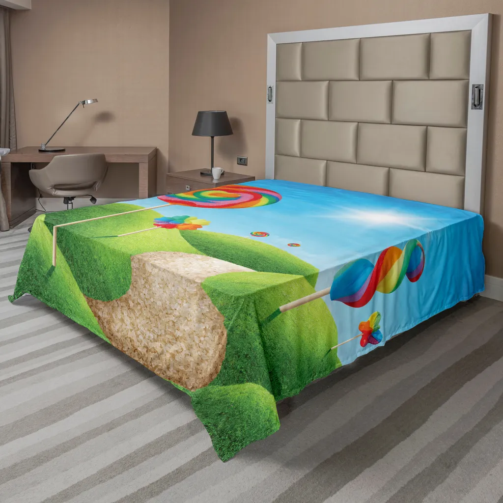 Drap de dessus fantaisie pays des bonbons 260x228 cm décoratif et doux