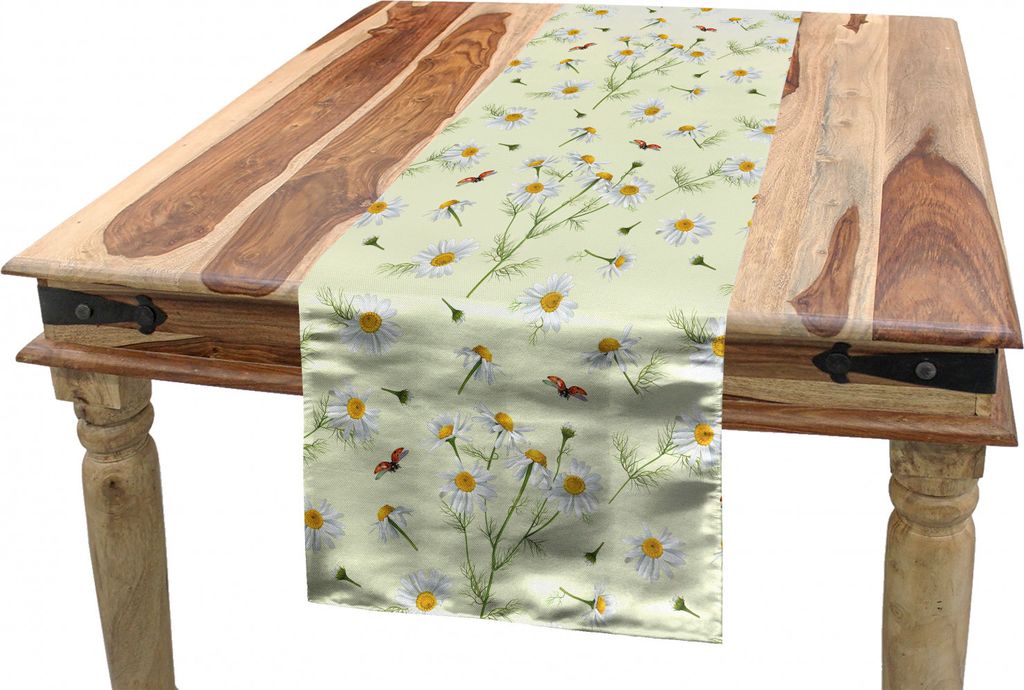 ABAKUHAUS Gänseblümchen Tischläufer, Realistische Garten Marienkäfer, Esszimmer Küche Rechteckiger Dekorativer Tischläufer, 40 x 180 cm, Mehr...