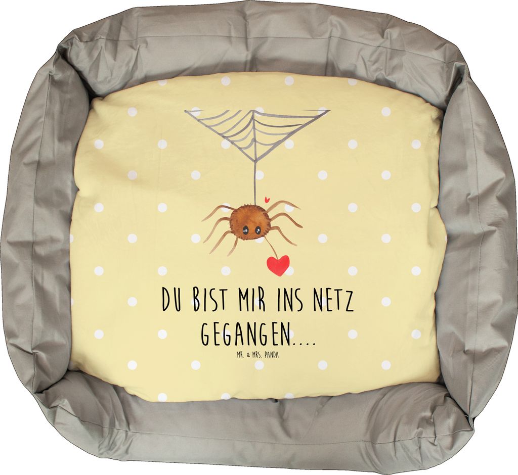 Mr. & Mrs. Panda Katzenbett Spinne Agathe Liebe - Gelb Pastell - Geschenk, Liebesgeschenk, Katzensofa, Katzenkörbchen, Katzenkorb, Liebesbeweis, V...