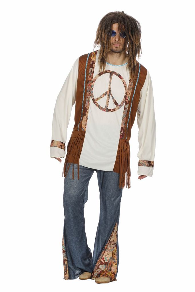 Hippie Flower Power Kostüm 70er Jahre Hippiekostüm Retro Woodstock Peace Herren