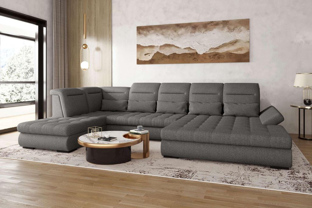 99rooms Toscana Wohnlandschaft Velours VOGUE Grau Rechts